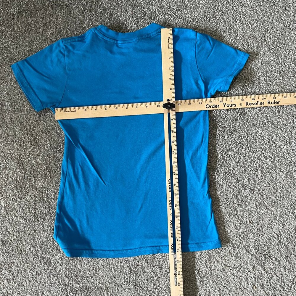 Vintage Varsity cheer shirt womens medium blue short sleeve sporty USA 90s - Picture 6 of 8